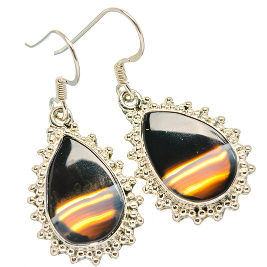 Black Banded Agate Earrings handcrafted by Ana Silver Co - EARR429033 - Photo 2