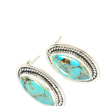 Blue Copper Composite Turquoise Earrings handcrafted by Ana Silver Co - EARR429034 - Photo 2