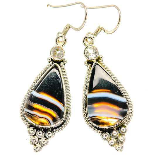 Black Banded Agate Earrings handcrafted by Ana Silver Co - EARR429052 - Photo 2