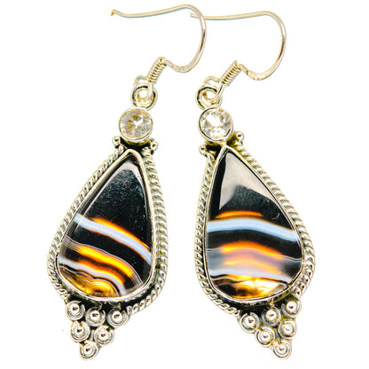 Black Banded Agate Earrings handcrafted by Ana Silver Co - EARR429052 - Photo 2