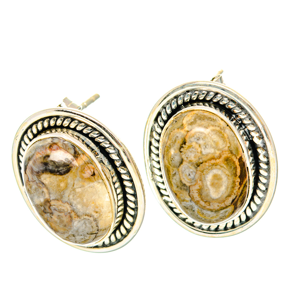 Laguna Lace Agate Earrings handcrafted by Ana Silver Co - EARR429056 - Photo 2