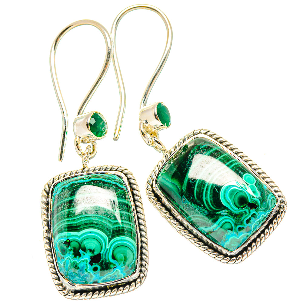 Malachite In Chrysocolla Earrings handcrafted by Ana Silver Co - EARR429071 - Photo 2