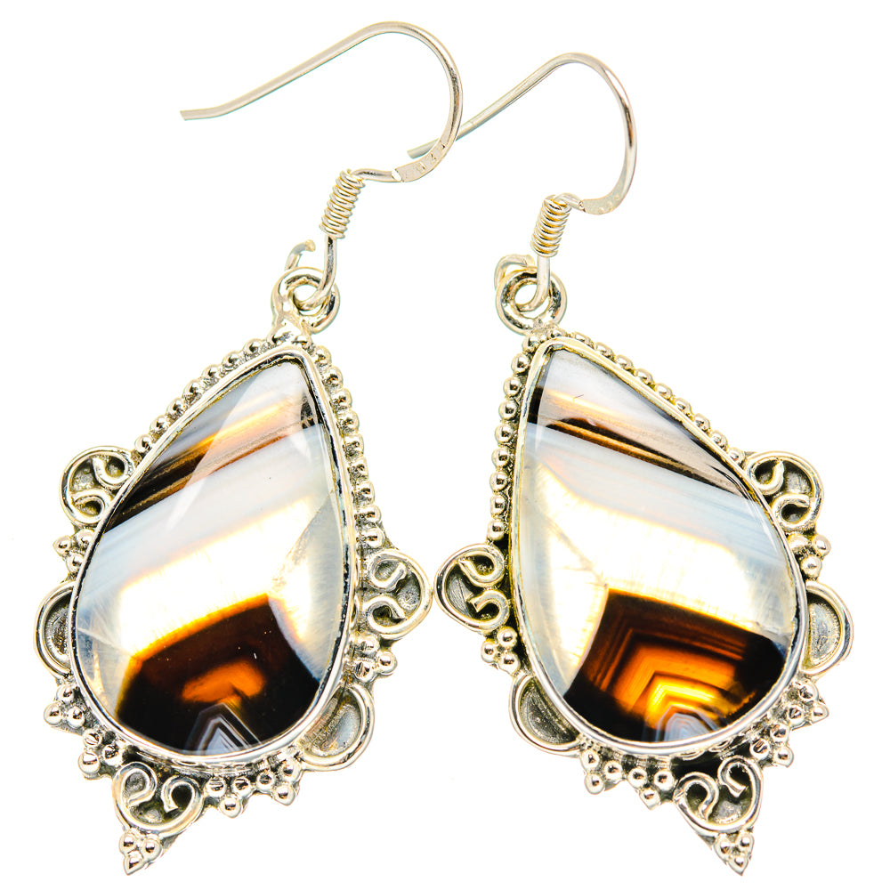 Botswana Agate Earrings handcrafted by Ana Silver Co - EARR429073 - Photo 2