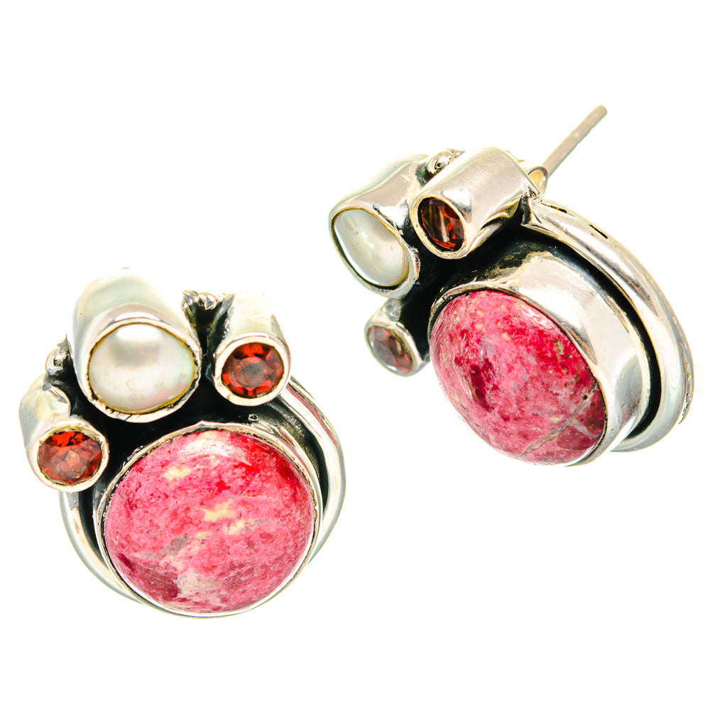 Thulite Earrings handcrafted by Ana Silver Co - EARR429077 - Photo 2