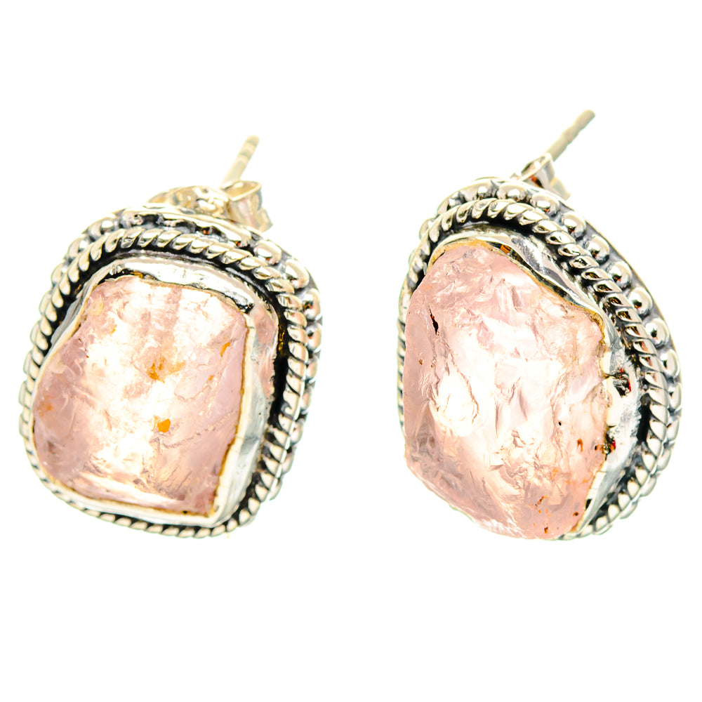 Rose Quartz Earrings handcrafted by Ana Silver Co - EARR429104 - Photo 2