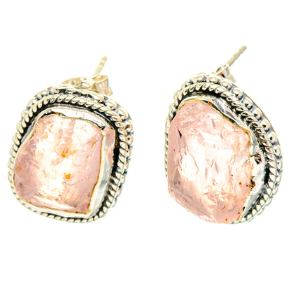 Rose Quartz Earrings handcrafted by Ana Silver Co - EARR429104 - Photo 2