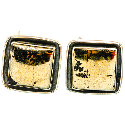 Pyrite In Black Onyx Earrings handcrafted by Ana Silver Co - EARR429122 - Photo 2