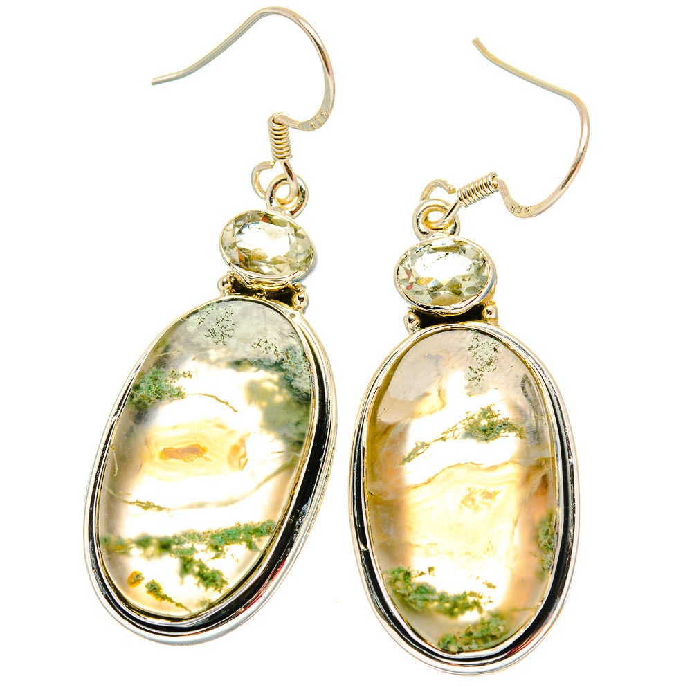 Green Moss Agate Earrings handcrafted by Ana Silver Co - EARR429125 - Photo 2