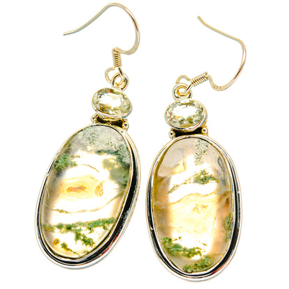 Green Moss Agate Earrings handcrafted by Ana Silver Co - EARR429125 - Photo 2