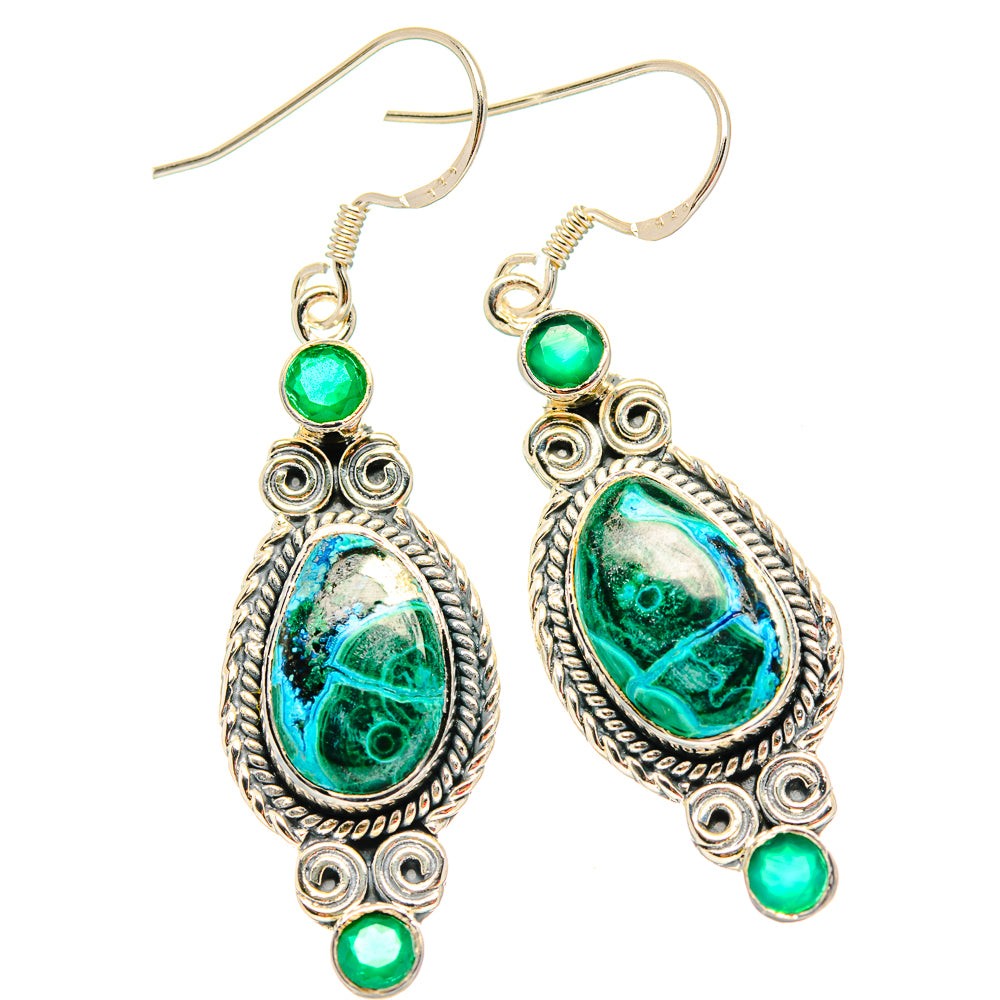 Malachite In Chrysocolla Earrings handcrafted by Ana Silver Co - EARR429128 - Photo 2