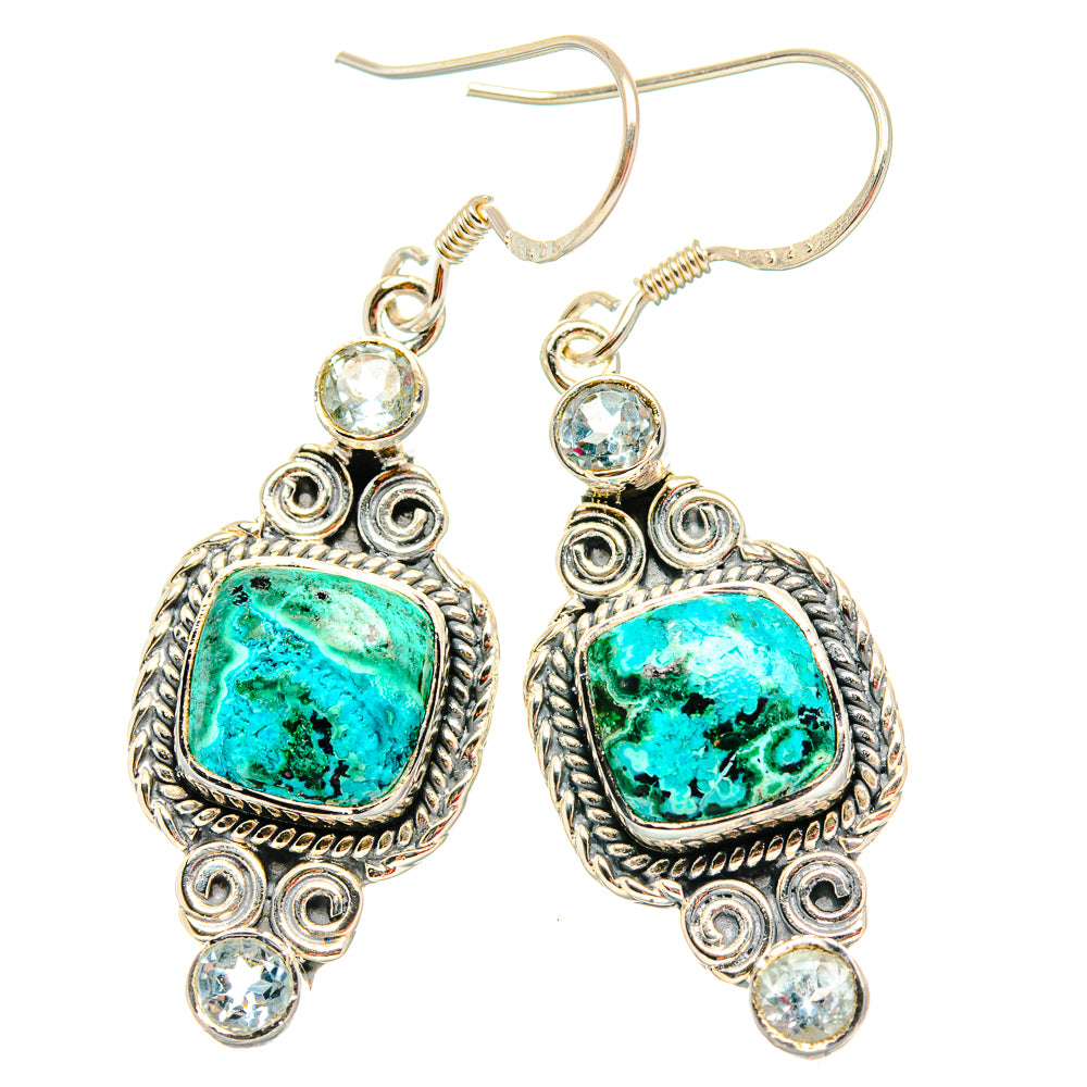 Malachite In Chrysocolla Earrings handcrafted by Ana Silver Co - EARR429138 - Photo 2
