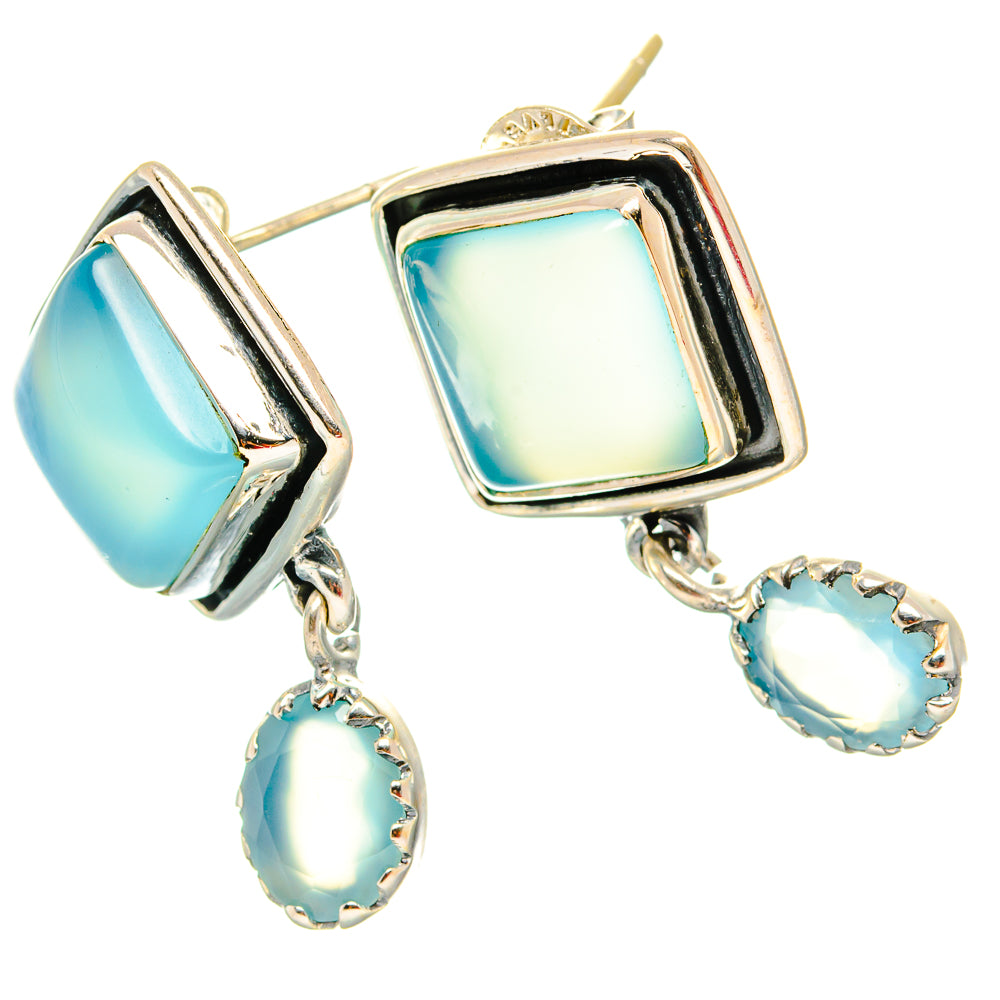Aqua Chalcedony Earrings handcrafted by Ana Silver Co - EARR429143 - Photo 2