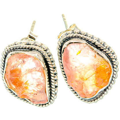 Rose Quartz Earrings handcrafted by Ana Silver Co - EARR429157 - Photo 2