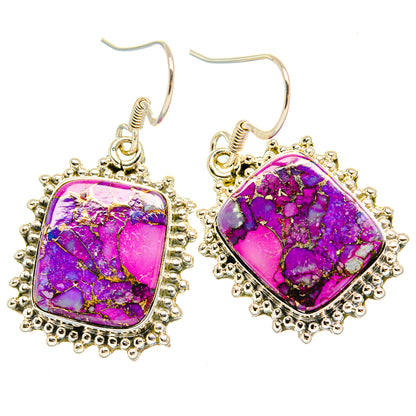 Purple Copper Composite Turquoise Earrings handcrafted by Ana Silver Co - EARR429180 - Photo 2