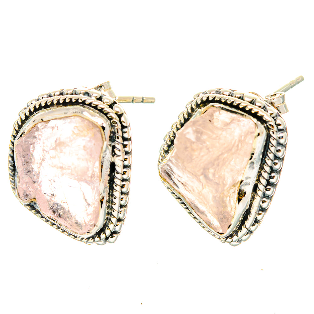 Rose Quartz Earrings handcrafted by Ana Silver Co - EARR429199 - Photo 2