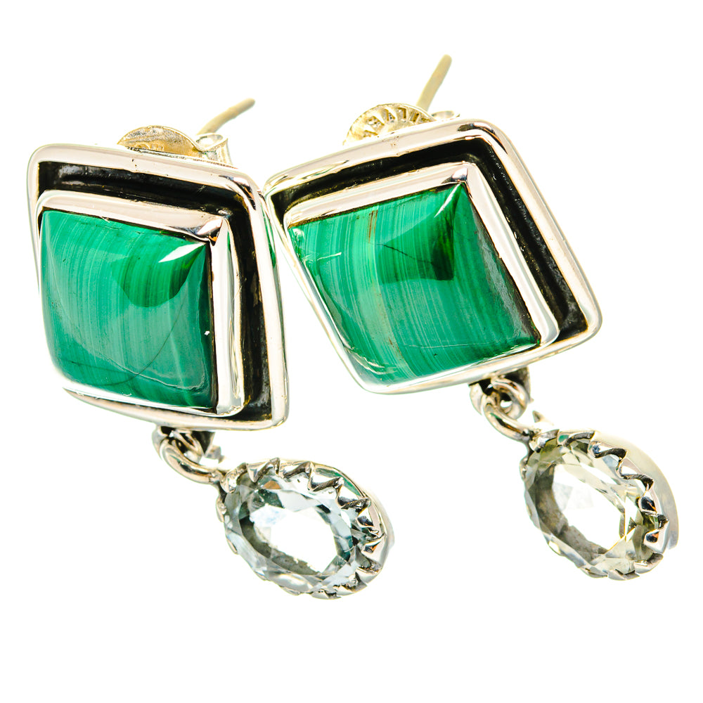 Malachite Earrings handcrafted by Ana Silver Co - EARR429202 - Photo 2