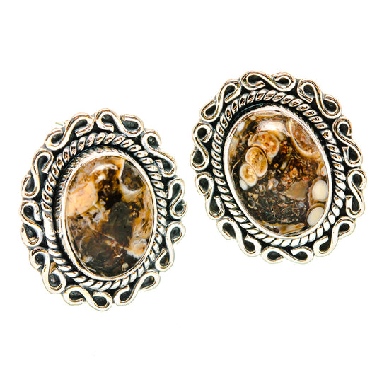 Turritella Agate Earrings handcrafted by Ana Silver Co - EARR429213 - Photo 2