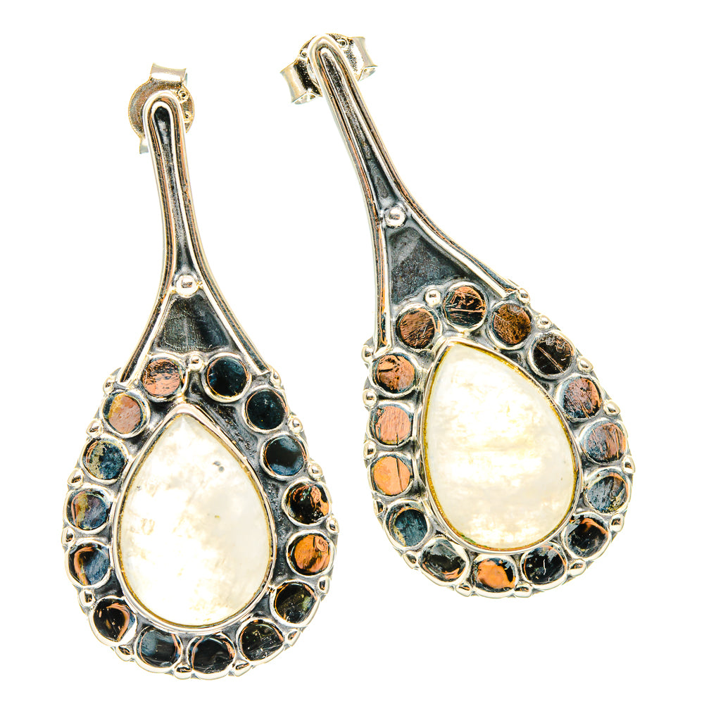 Rainbow Moonstone Earrings handcrafted by Ana Silver Co - EARR429217 - Photo 2
