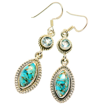 Blue Copper Composite Turquoise Earrings handcrafted by Ana Silver Co - EARR429229 - Photo 2