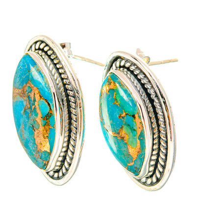 Blue Copper Composite Turquoise Earrings handcrafted by Ana Silver Co - EARR429248 - Photo 2
