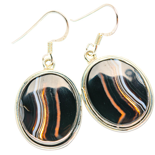 Black Banded Agate Earrings handcrafted by Ana Silver Co - EARR429251 - Photo 2