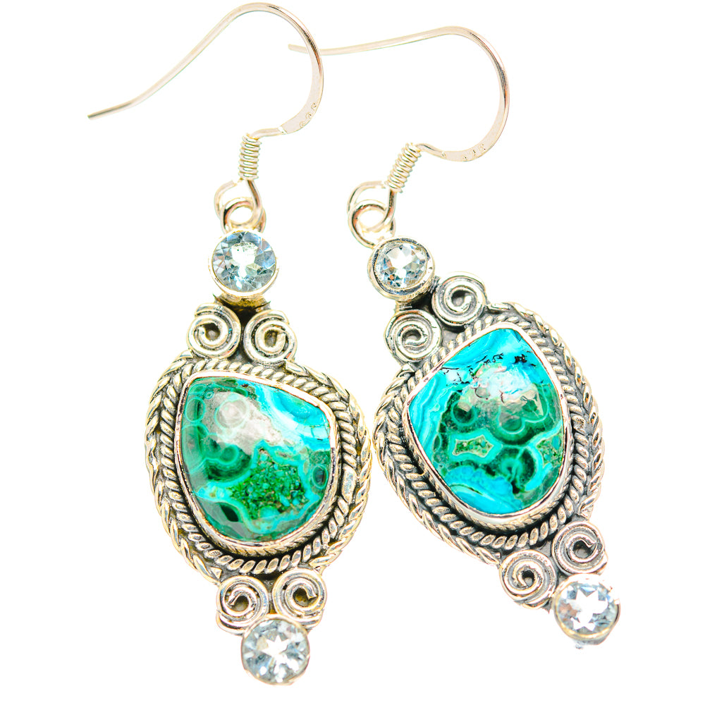 Malachite In Chrysocolla Earrings handcrafted by Ana Silver Co - EARR429254 - Photo 2