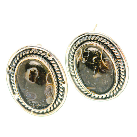 Turritella Agate Earrings handcrafted by Ana Silver Co - EARR429265 - Photo 2