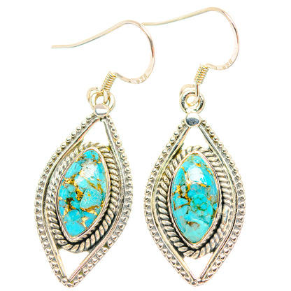 Blue Copper Composite Turquoise Earrings handcrafted by Ana Silver Co - EARR429266 - Photo 2