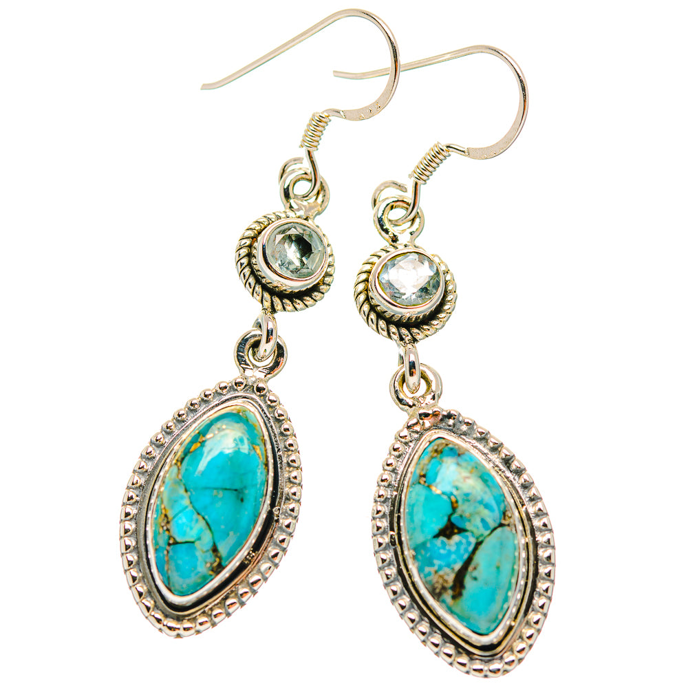 Blue Copper Composite Turquoise Earrings handcrafted by Ana Silver Co - EARR429274 - Photo 2