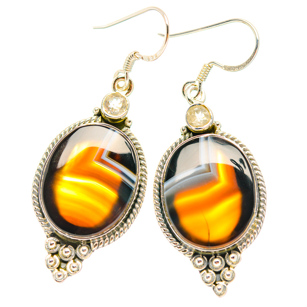 Black Botswana Agate Earrings handcrafted by Ana Silver Co - EARR429284 - Photo 2