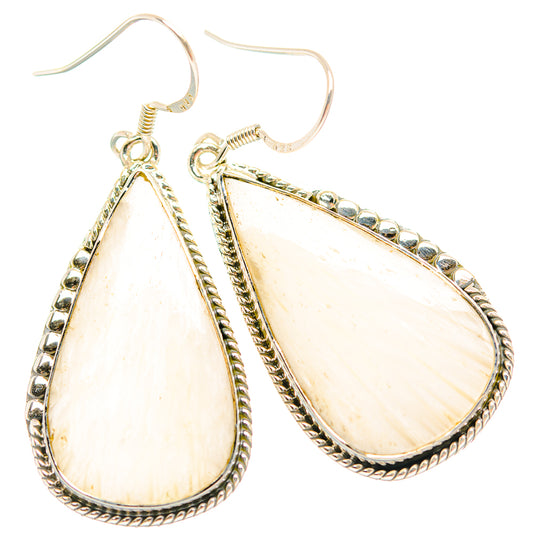 White Scolecite Earrings handcrafted by Ana Silver Co - EARR429287 - Photo 2