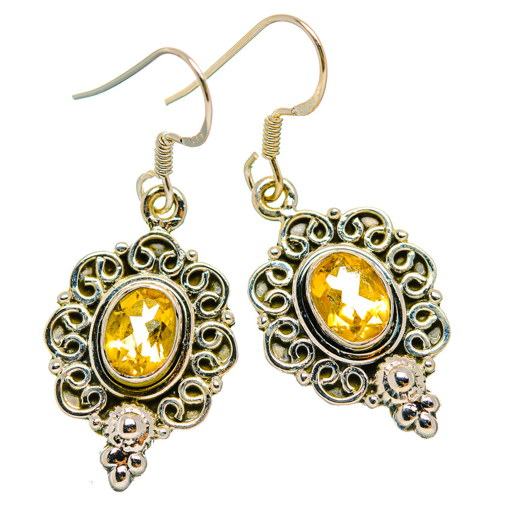 Sterling silver citrine chandelier earrings, filigree round stones