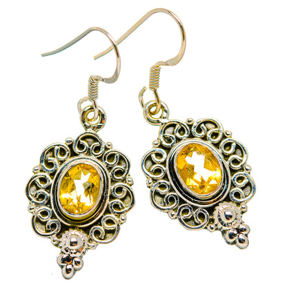 Sterling silver citrine chandelier earrings, filigree round stones