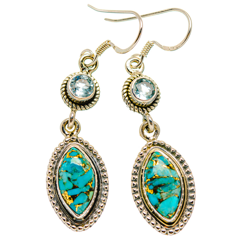 Blue Copper Composite Turquoise Earrings handcrafted by Ana Silver Co - EARR429316 - Photo 2