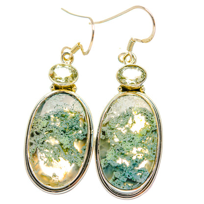 Green Moss Agate Earrings handcrafted by Ana Silver Co - EARR429357 - Photo 2