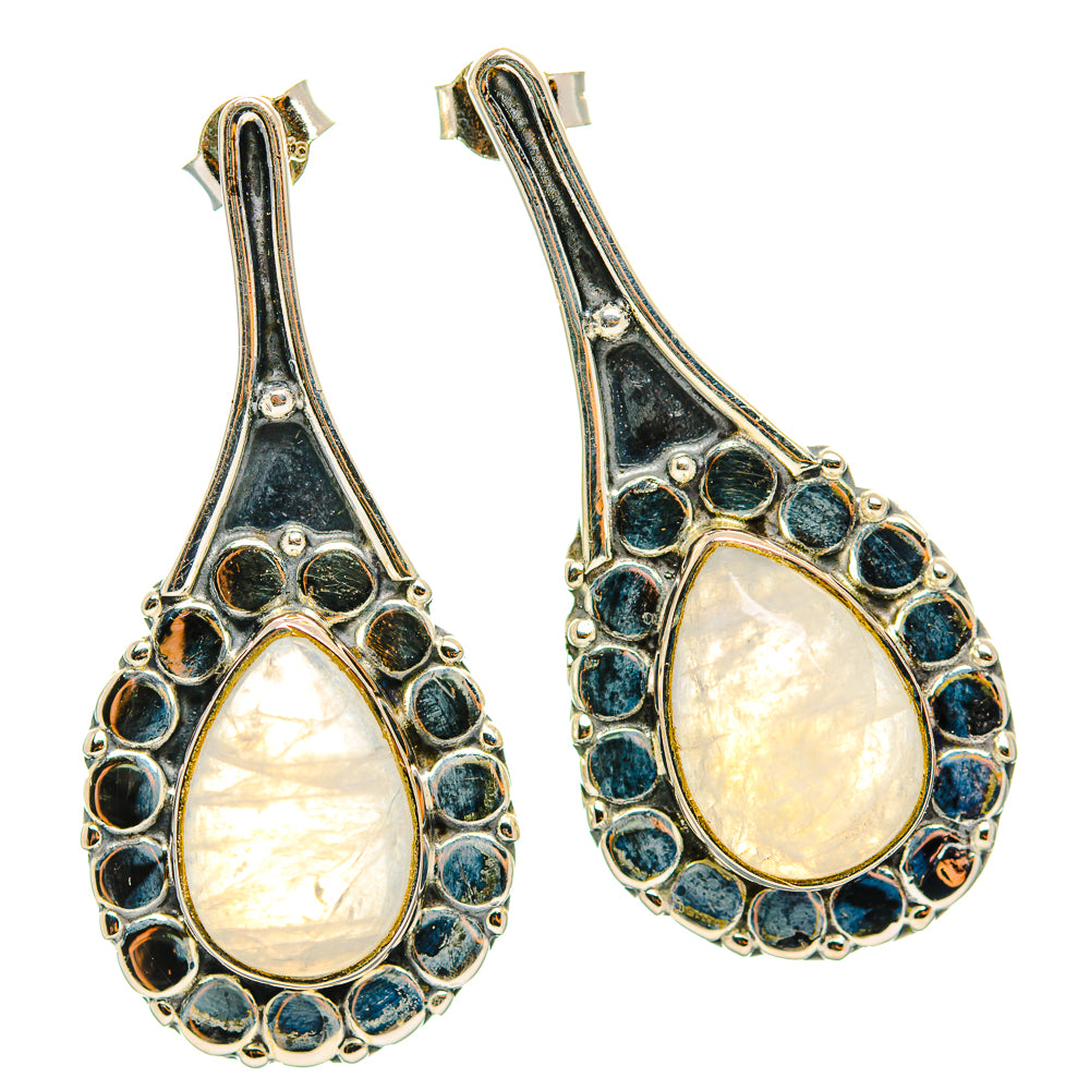 Rainbow Moonstone Earrings handcrafted by Ana Silver Co - EARR429361 - Photo 2