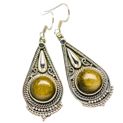 Gold Sheen Obsidian Earrings handcrafted by Ana Silver Co - EARR429362 - Photo 2