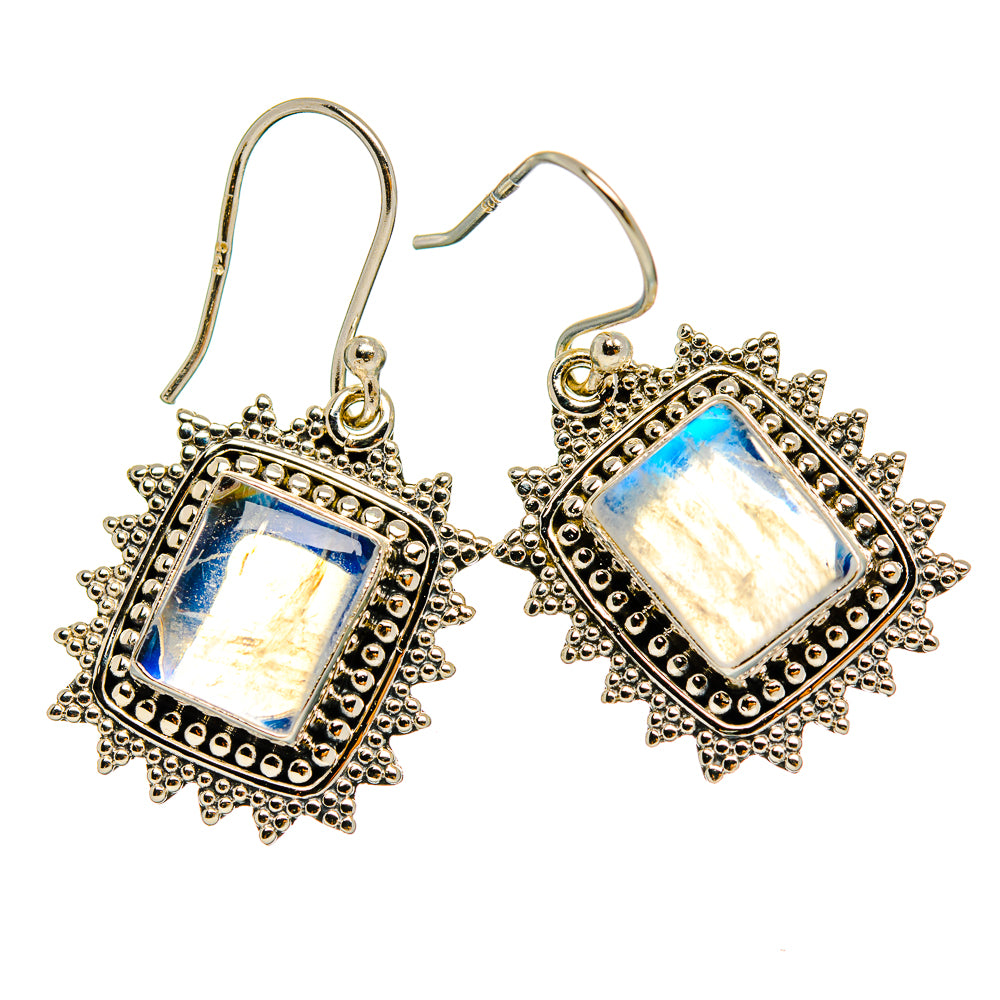 Rainbow Moonstone Earrings handcrafted by Ana Silver Co - EARR429366 - Photo 2