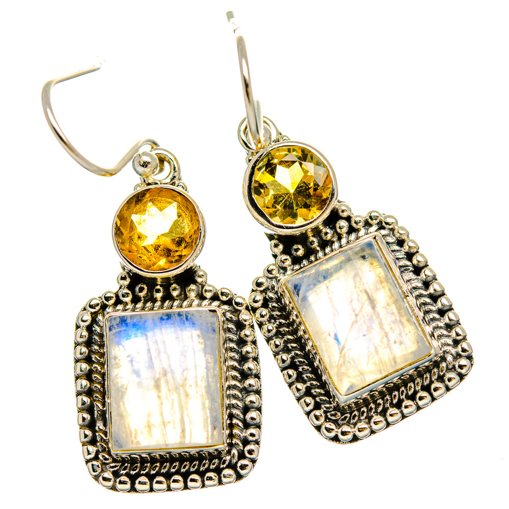 Rainbow Moonstone Earrings handcrafted by Ana Silver Co - EARR429375 - Photo 2