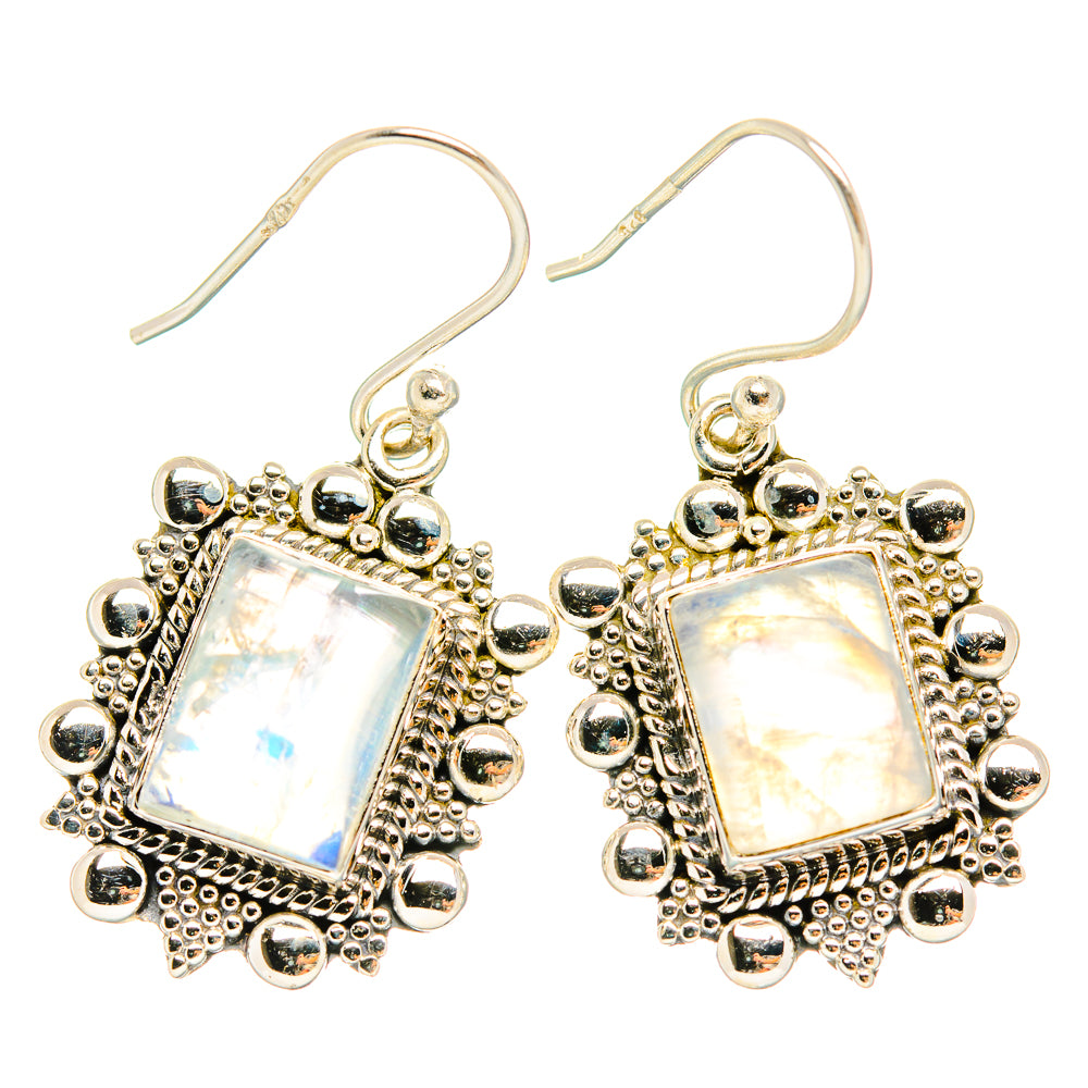 Rainbow Moonstone Earrings handcrafted by Ana Silver Co - EARR429424 - Photo 2