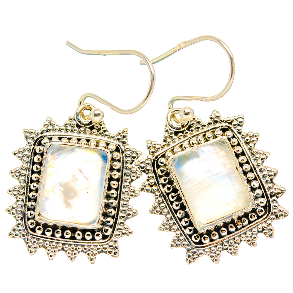 Rainbow Moonstone Earrings handcrafted by Ana Silver Co - EARR429429 - Photo 2