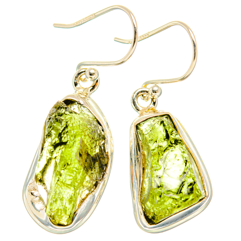 Czech Moldavite Earrings handcrafted by Ana Silver Co - EARR429466 - Photo 2