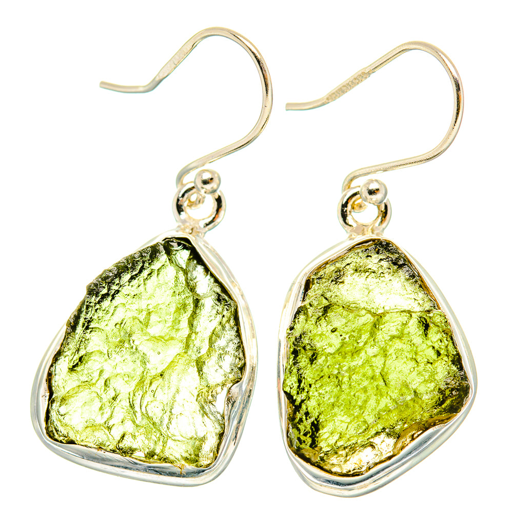 Czech Moldavite Earrings handcrafted by Ana Silver Co - EARR429468 - Photo 2
