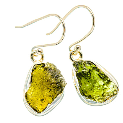 Czech Moldavite Earrings handcrafted by Ana Silver Co - EARR429469 - Photo 2