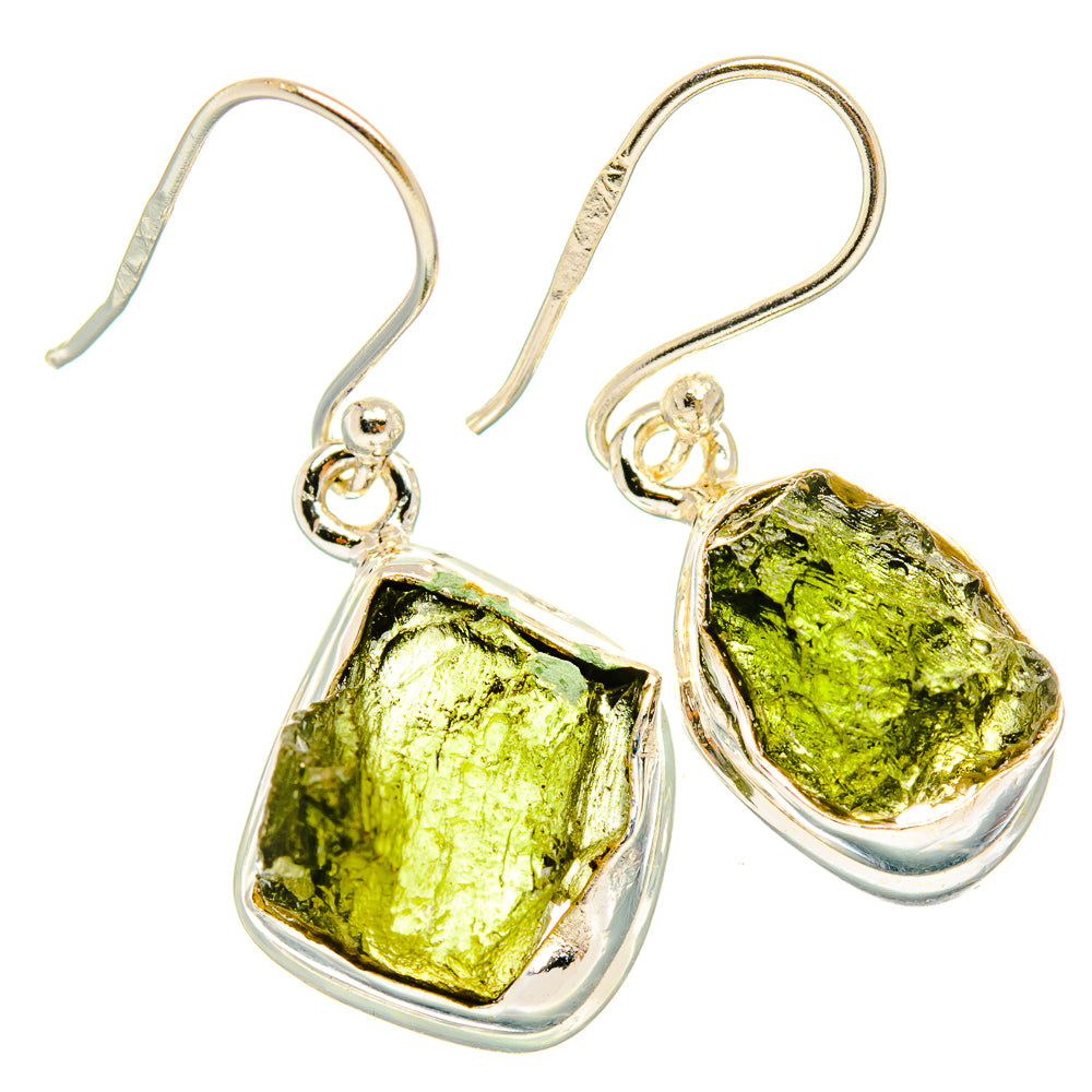 Czech Moldavite Earrings handcrafted by Ana Silver Co - EARR429470 - Photo 2