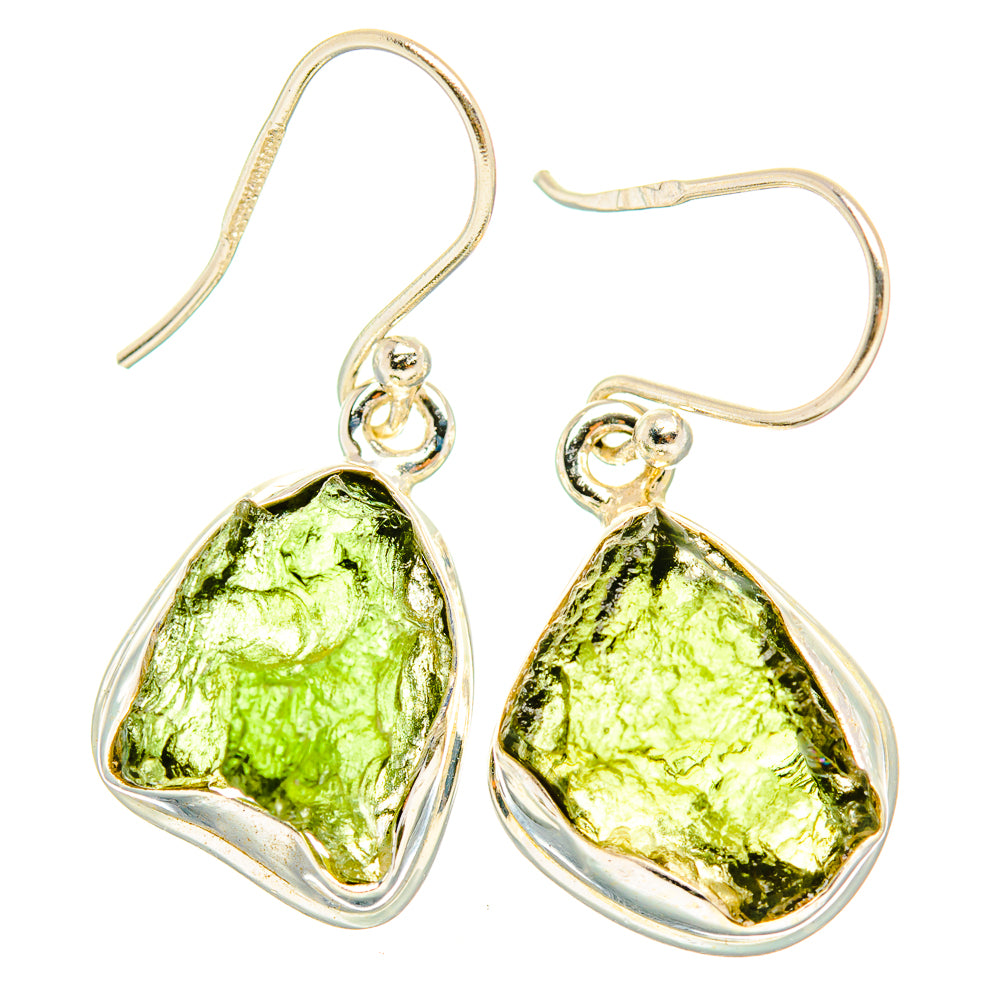 Czech Moldavite Earrings handcrafted by Ana Silver Co - EARR429471 - Photo 2