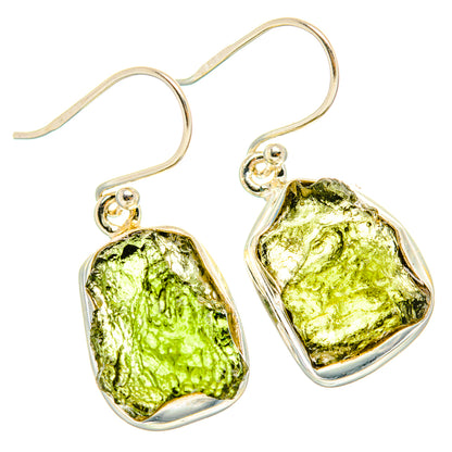 Czech Moldavite Earrings handcrafted by Ana Silver Co - EARR429472 - Photo 2