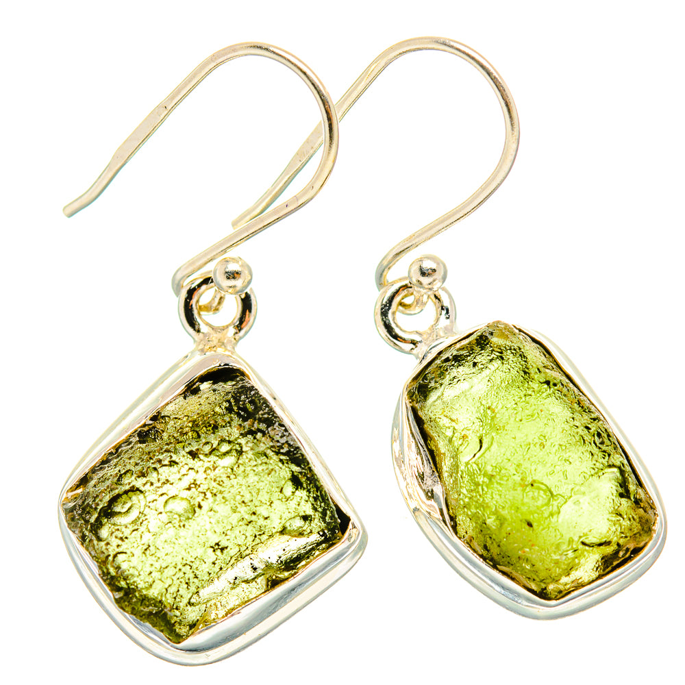 Czech Moldavite Earrings handcrafted by Ana Silver Co - EARR429473 - Photo 2
