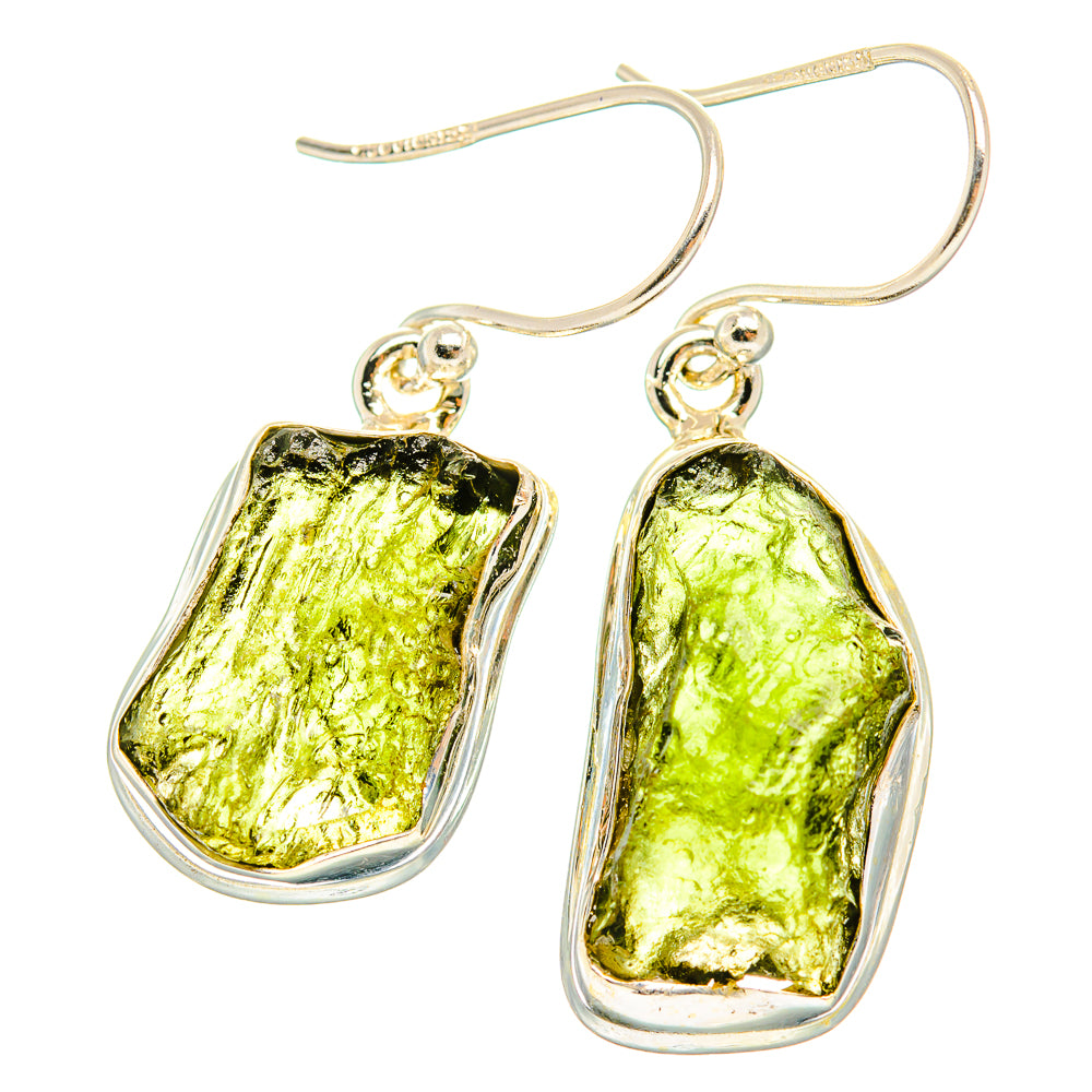 Czech Moldavite Earrings handcrafted by Ana Silver Co - EARR429477 - Photo 2