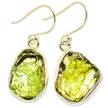 Czech Moldavite Earrings handcrafted by Ana Silver Co - EARR429480 - Photo 2